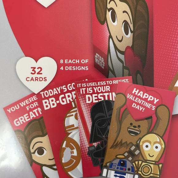 Hallmark Star Wars Valentines party set 32 cards, 35 stickers and box new - Picture 6 of 6